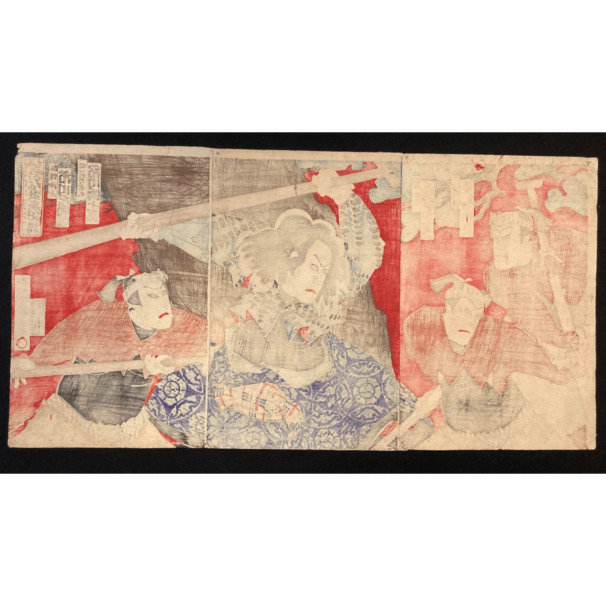 Backside of a traditional Japanese print showing natural paper grain and ink seepage through handmade washi paper, typical of authentic ukiyo-e woodblock prints.