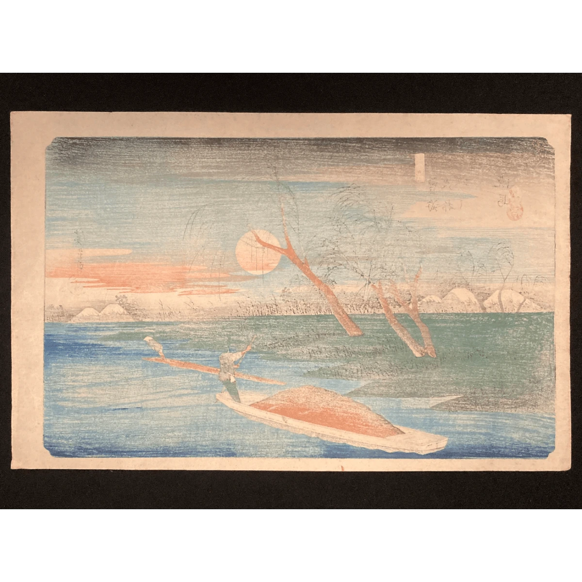 Backside of traditional Japanese print on washi paper showing light ink bleed and natural texture, consistent with handcrafted woodblock printing.